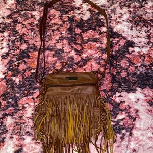 Brown fringe purse